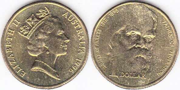 1996 Australia $1 (Sir Henry Parkes) Unc A001342 - Click Image to Close